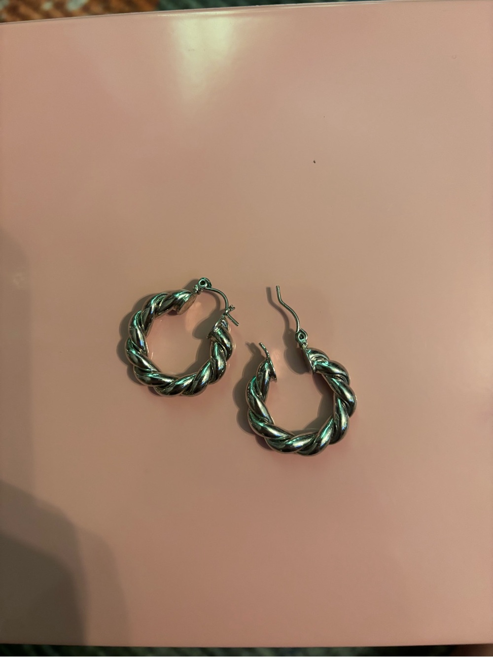 Silver Twisted Hoop Earrings - Women Jewelry